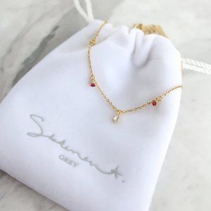 "lela" statement grey necklace - rose gold